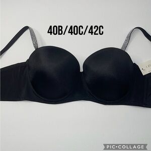 Push Up Light Padded Multiway T Shirt 3 Hooks Shine Straps Bra. NWT